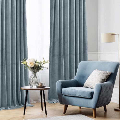 StangH Stone Blue Velvet Drapes 105 inches Elegant Room Darkening Drapes for Bedroom/Living Room, Heavy Soft Thermal Curtains Home Decor, W52 x L105, 2 Panels