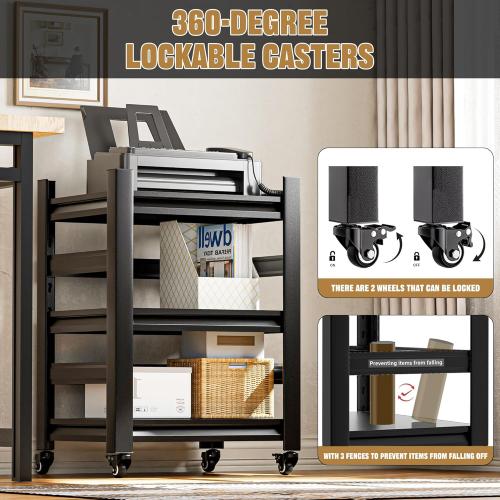 Printer Stand with Wheels,2-Tier Printer Table with Adjustable Storage Shelf for Home Office,Rolling