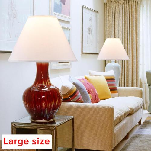 GO&SO Large Empire Lamp Shades Set of 2,6.5 x 16.3 x 10.5,White Fabric | Modern Lamp Shades For Table Lamps,Floor Lamps Replacement,Spider Fitter,Assembly Required