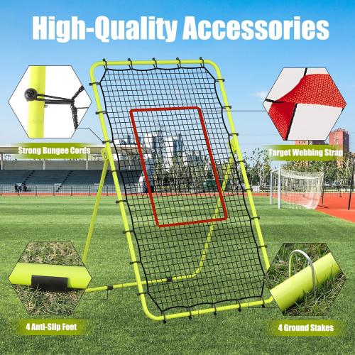 7x4 FT Volleyball Rebounder Net, 5-Angle Adjustable with Steel Frame & High-Tension PE Netting, for Lacrosse, Baseball, Soccer Practice Perfect for Setting, Spiking, and Bumping