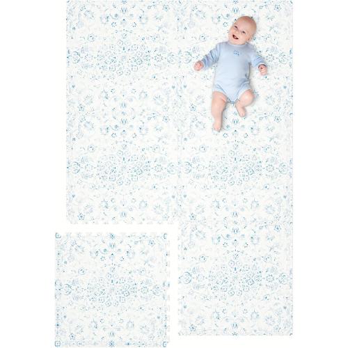 Extra Large Baby Play Mat - 4FT x 6FT Non-Toxic Foam Puzzle Floor Mat for Kids & Toddlers (Persia Handmade Pattern, Blue and White)