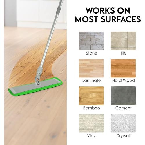 Turbo Microfiber Mop Floor Cleaning System - 18-inch Dust Mop with 4 Reusable Pads for Hardwood and Tile, 360-Spin Floor Mop Head & Extendable Handle - Household Cleaning Tools