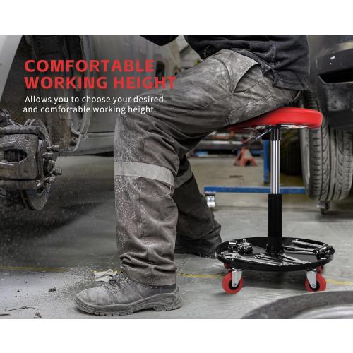 MaxWorks 80771 Pneumatic Roller Seat/Creeper with Adjustable Height - 300 lb Capacity