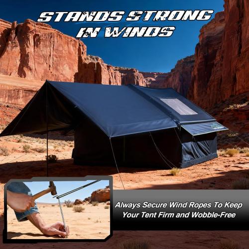Inflatable Tent with Skylight, Quick Setup Blow Up Tents with Pump, Hot Tent with Stove Jack, Waterproof Oxford Inflatable House for Camping, Air Glamping Tents for Camping Adult
