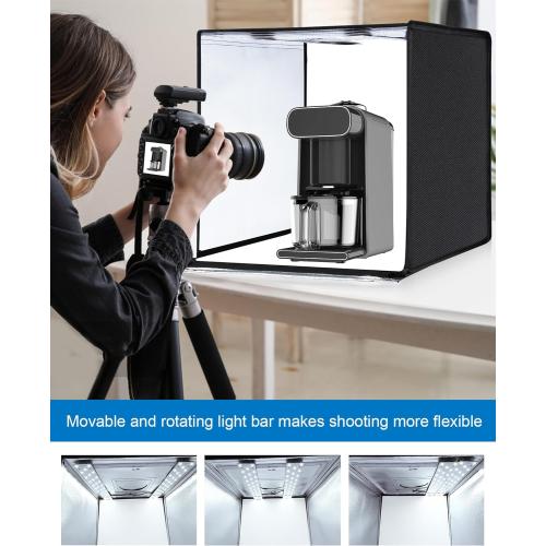 PULUZ Light Box Photography, 24x24 inch Large Photo Studio Light Box, Professional Dimmable Photo Booth with 120 LED Lights & 6 Backdrops for Jewelry and Food Items Product Photography