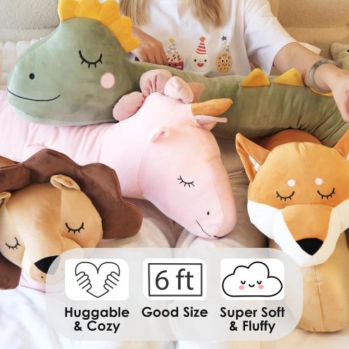 Unicorn Bed Snake 6 FT Long Pillow for Bed – Decorative Plush Cushion Long Body Pillow – Large Stuffed Animals – Body Pillows for Adults & Kids – Giant Stuffed Animal Cozy Room Decor