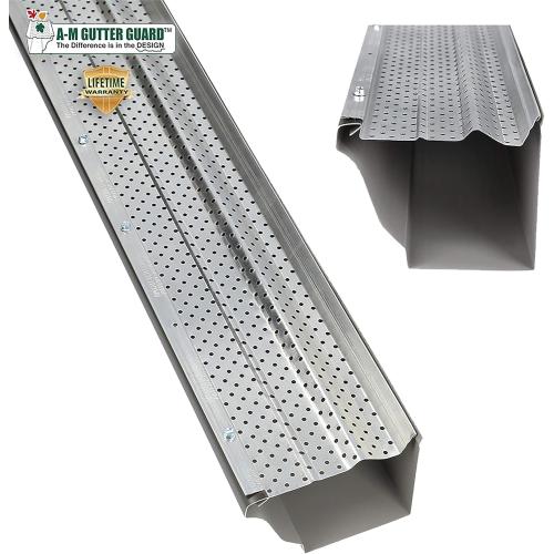 A-M Gutter Guard - Heavy Duty Lifetime Quality Aluminum Leaf & Debris Protection for 5-inch and 6-inch (5 Inch-200 Feet, Mill Finish) - Made in The USA