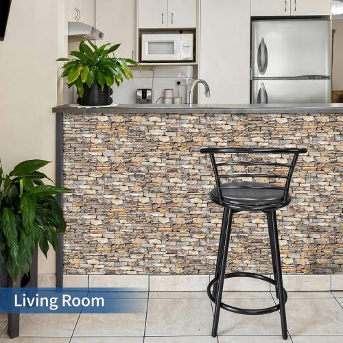 100-Pieces Thick PVC Subway Tile,4x 8 Peel and Stick Backsplash Wall Tiles,Retro Faux Stone Self-Adhesive Backsplash for Kitchen,Bathroom,Living Rooms,Fireplace,RV(11.11 Sq. Ft. Coverage)