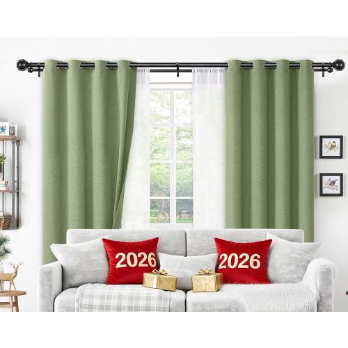 KAMANINA 1 Inch Double Curtain Rods for Windows 36 to 72 Inches (3-6 Feet)，Black Heavy Duty Double Curtain Rod, Telescoping Drapery Rod with Netted Texture Finials