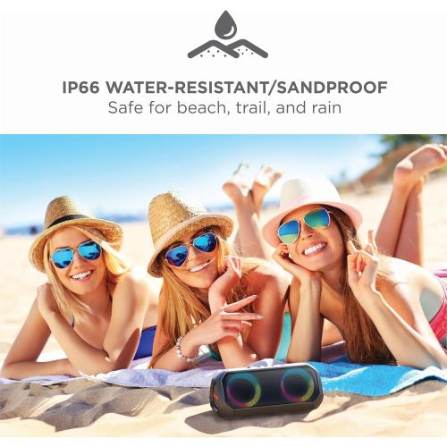 Ion Audio Uber Boom - Water resistant Portable Bluetooth Speaker with Party Lights, Built-in Microphone and Stereo-Link (Renewed)
