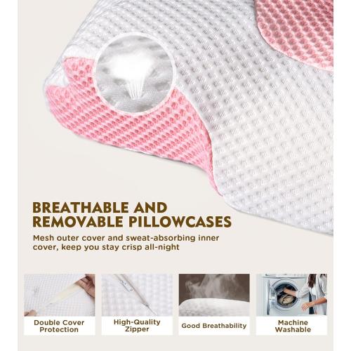 Osteo Cervical Pillow for Neck Pain Relief, Hollow Design Odorless Memory Foam Pillows with Cooling Case, Adjustable Orthopedic Bed Pillow for Sleeping, Support for Side Back Sleepers