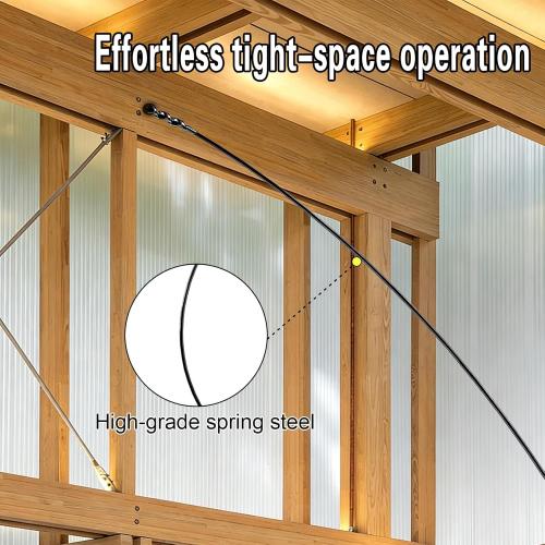 DECKRKAT 54 Flexible Installer Drill Bit - 3/8 Auger with Fish Eye Hole & Anti-Slip 3-Flat Shank for Wire Pulling Through Walls, Ceilings, Sidewalks.