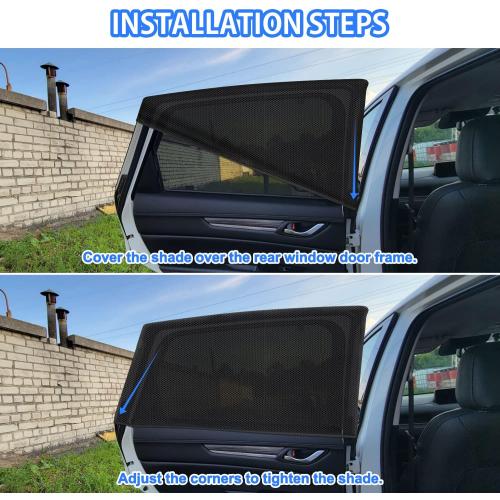 PEMOTech Car Window Shades for Baby, 2 Pack Breathable Mesh Side Car Window Sun Shade, UV Protection Car Window Covers, fit Large SUV, Pickup, Truck, Minivan (31.5x47.2)