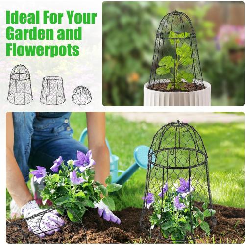 8 Pack Garden Cloches for Plants, Sturdy Chicken Wire Cloches Plant Cover | Includes 6 Ground Stakes, Large Wire Cage, Animal Barrier, Protect Plants from Rabbits, Squirrels, Birds & Chickens