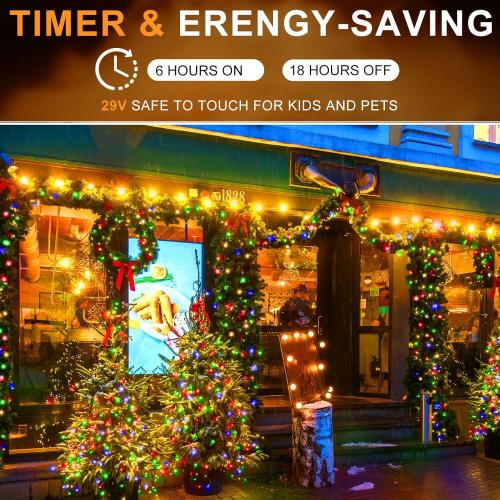 KNONEW 600ft 1500 LED String Lights Outdoor Christmas Lights 8 Modes & Timer Fairy Light Plug in Waterproof LED String Lights for Xmas Yard Tree Wedding Party Holiday Decorations (Multicolor)