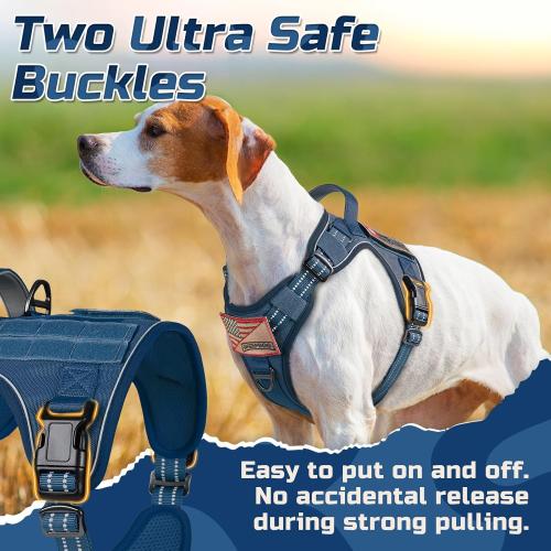 Size S ....rabbitgoo Dog Harness No Pull, Military Dog Harness Medium Sized Dog with Handle & Molle, Easy Control Service Dog Vest Harness Training Walking, Adjustable Reflective Tactical Pet Harness, Blue,