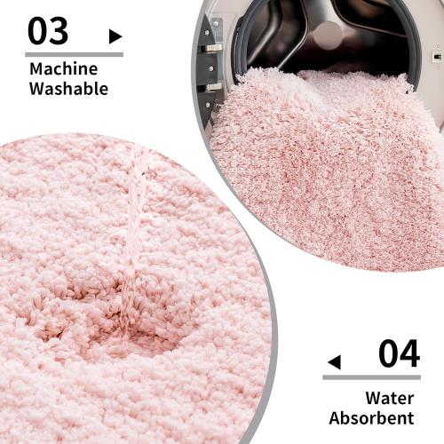 Disolla Pink Bathroom Rug 24x48 - Non-Slip Plush Thick Bath Mat, Highly Absorbent & Ultra Soft Fluffy Floor Mat, Machine Washable for Shower and Tub
