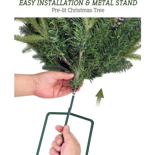 Set of 2 Christmas Planter/Urn Fillers Outdoor Front Porch, Artificial Prelit Christmas Tree with Remote, Holiday Pot Fillers with Timer, Multi-Color Lights, Outdoor Christmas Decorations Yard