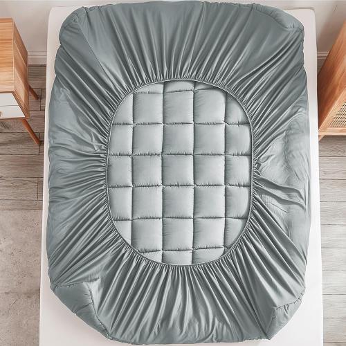 Mattress Pad - Soft and Breathable Mattress Protector Cover - Pillow Topper with Stretches to 18” Deep Pocket Fits Up to 8”-21” Cooling Bed Topper (Light Gray, Queen)