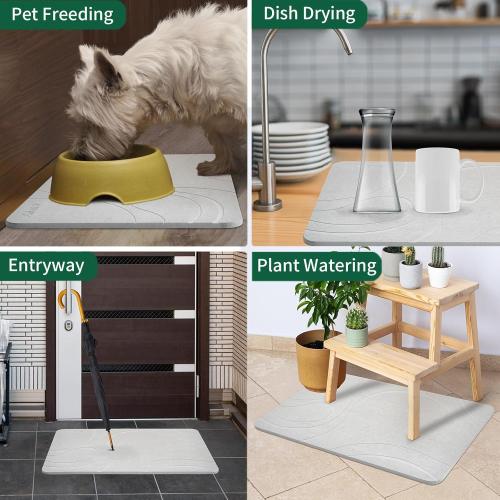 Stone Bath Mat, Quick Drying Diatomaceous Earth Bath Mat, Super Absorbent Stone Bath Mats for Bathroom, Non-Slip Diatomite Stone Bath Mat, Easy to Clean(23.6 x 15.4 Light Gray)