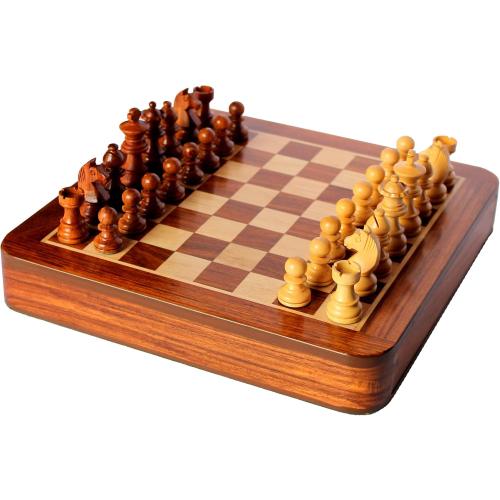 Wooden Chess Board Game Set with Magnetic Pieces (12 x 12 Non-Folding with Drawer)