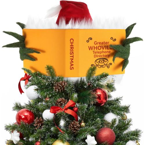 Christmas Tree Topper, Green Elf Hiding Behind Book Christmas Decorations, Finger Poseable Handmade Tree Toppers Decor for Holiday Christmas Tree Party Supplies (Christmas Tree Topper)