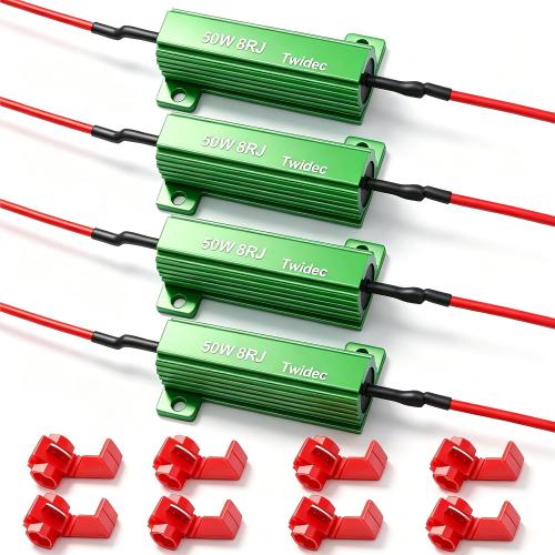 Twidec/4Pcs 50W 8Ohm LED Load Resistors For Fix LED Hyper Flash Turn Signal Light Bulb Fast Blink Error Code Warning Cancellor RX24-50W8-4X