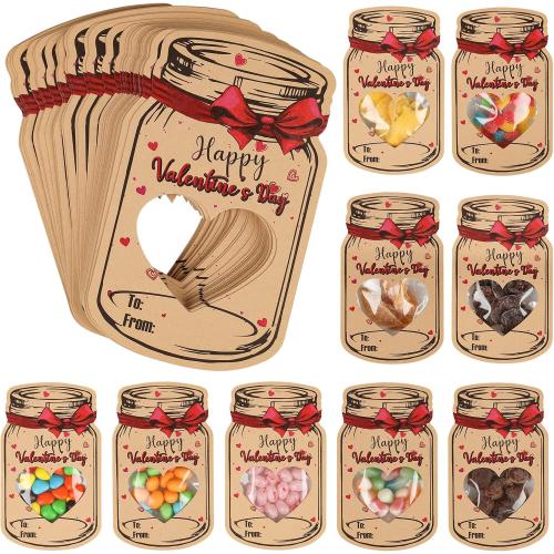 Valentines Day Cards for Kids-50 Pack Happy Valentine's Day Card Bulk with 50 Treat Bags-DIY Valentine Exchange Cards for Boys Girls Toddler School Class Classroom Party Favors (Candy Not Included)