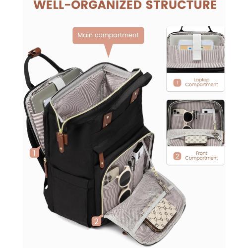 LOVEVOOK Laptop Backpack for Women, 17.3'' Waterproof Nurse Bag Teacher Work Backpack Purse for Women, Travel Computer Backpack for College Office Business Ladies