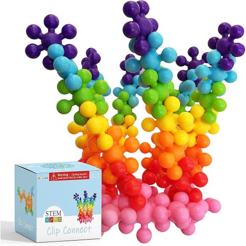 Clip Connect 100 Pieces | Diameter 1.5, Interlocking Solid Plastic Building Blocks Set Early STEM Educational Toy for Preschool Kids Boys and Girls, Promotes Fine Motor Skills & Sensory Development