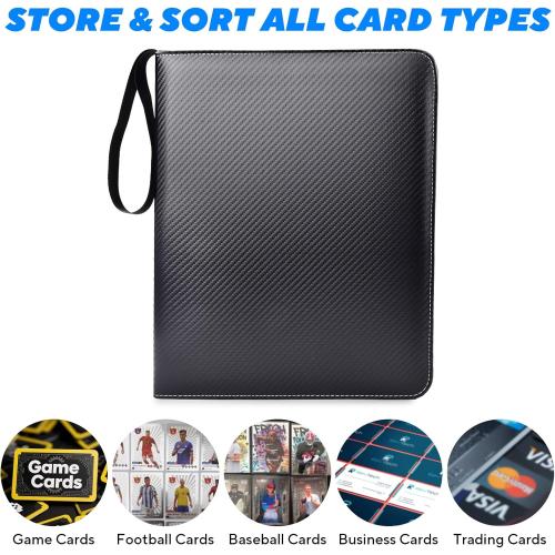 Portable 9-Pocket Trading Card Binder, Holds 1080 Cards with 60 Removable Double-Sided Sleeves, Baseball Card Binder Card Storage Organizer Album for Boys, Girls, Sports & Game Cards
