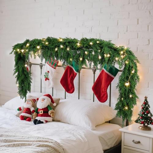 6 Ft Christmas Cedar Pine Garlands, Artificial Cedar Garland, Realistic Green Artificial Greenery Garland for Table, Mantle, Wall, Indoor, Outdoor Christmas Decorations (1, 6 FT)