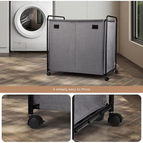 EasyAcc Laundry Basket with Wheels, Rolling Laundry Hamper, 39 Gallons (150L), Laundry Basket, Large Capacity Blanket Storage, Carbon Steel Frame 24 x 16.8 x 23.4 Inches