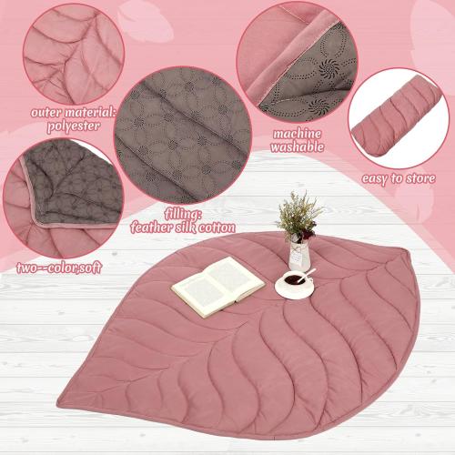 Funtery Baby Play Mat 56 x 42 Inch Cotton Crawling Cushion Cotton Nursery Rug Large Thick Soft Reversible Washable Folding Floor Playpen Mat Nursery Decor Rug for Girls Boys(beige,Leaf)