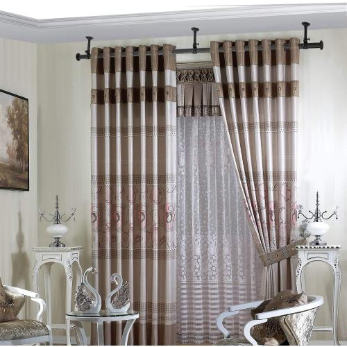YunNephele Ceiling Curtain Rod 56-108 inch Matte Black,Adjustable Metal Single Window Curtain Rods Set,1 inch diameter Hanging /Wall Mount Drapery Rod