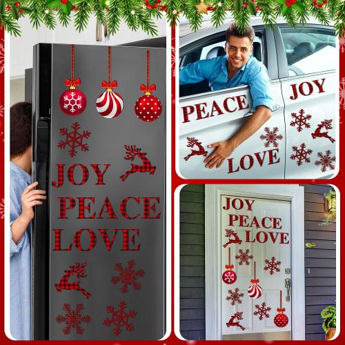 47 Pcs Christmas Garage Door Magnets Holiday Garage Magnets Decoration Merry Christmas Garage Door Decorations for Xmas Refrigerator Fridge Kitchen Car Outdoor(Buffalo Plaid)