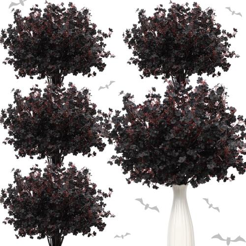 Hotop 30 Pcs Halloween Flowers Artificial Black Baby Breath Bulk Halloween Table Centerpieces Black Faux Flower Fake Dried Gypsophila Bouquet Silk DIY Floral Arrangement for Home Vase Party Decoration
