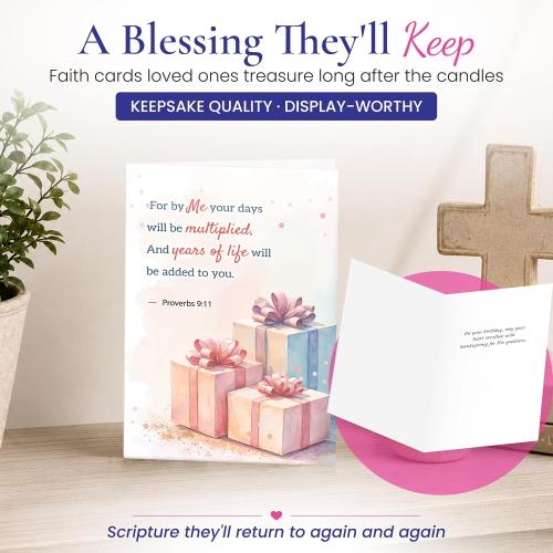 50 Unique Religious Birthday Cards with Envelopes - 4 x 6