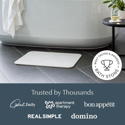 Dorai Home Bath Stone Mat 23.6x15.4 Quick-Dry, Non-Slip Diatomite Stone Bath Mat for Bathroom, Zen Sandstone