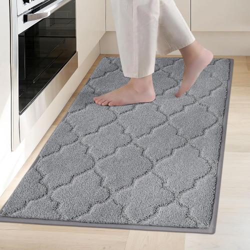 COSY HOMEER Kitchen Rugs Washable Non Slip Kitchen Mats for Floor Absorbent Kitchen Carpet 20 x 32 Soft Rugs for Kitchen,Sink Mat,Entrance,Area Rugs,Grey