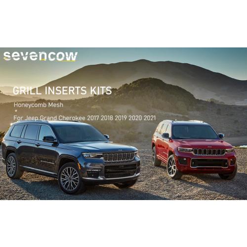 Grill Inserts Rings Covers For Jeep Grand Cherokee 2017 2018 2019 2020 2021 Honeycomb Grill Mesh Exterior Accessories Cover Overlay Kit,Not Fit SRT, Trackhawk, or 2021 Grand Cherokee L Models(Black)