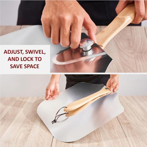 Pizza Peel 16 inch, Approx16 Wx 18 L, Aluminum pizza peel with Foldable Wood Handle and Storage Bag, Non-perforated