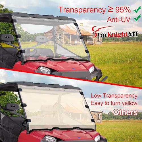 StarknightMT Scratch-Resistant Ranger 800 570 Windshield - UV-Proof Hard-Coated Full Windshield Compatible with Polaris 2010-2016 Ranger XP 800/Ranger XP 800 Crew/Ranger 800 6x6