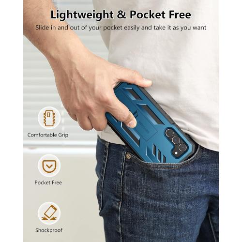 FNTCASE for Samsung-Galaxy S23 Plus Case, Built-in Screen Protector Blue