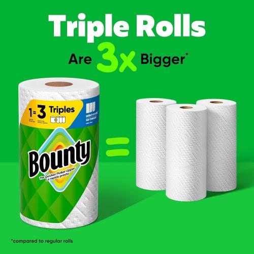 4 Pack Bounty Select-A-Size Paper Towels, White, 2 Triple Rolls = 6 Regular Rolls