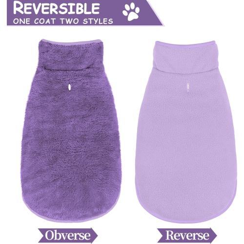 Malier Dog Winter Coat, Reversible Fleece Dog Cold Weather Coats, Windproof Warm Snow Puppy Jacket Vest Pet Clothes for Small Medium Large Dogs (Purple, X-Small)