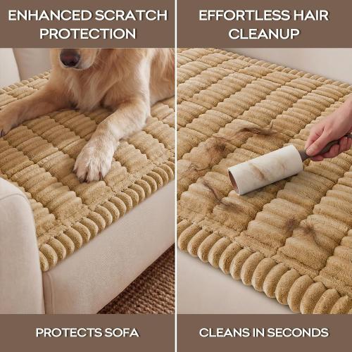 decorUhome Fuzzy Pet Couch Cover for Dogs, Non-Slip Sofa Covers for Sofa Couch Arm, Soft Thick Furniture Couch Protector, Washable Sofa Slipcovers, Camel, 27.6 x 27.6