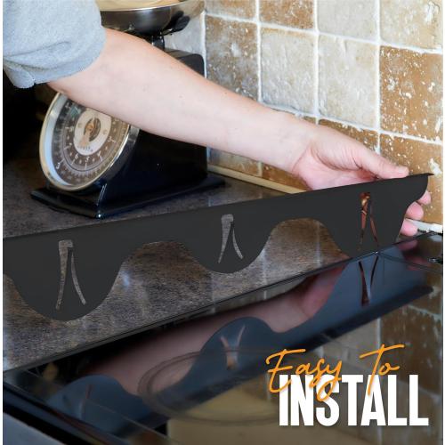 Pack of 2 Linda’s Essentials Stove Gap Covers Stainless Steel (2 Pack), 316 Stainless Steel Stove Gap Covers Heat Resistant Oven Gap Filler Seals Spaces Between Stovetop and Counter (23.4 Inches, Black (Steel))