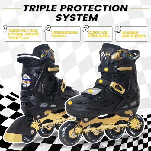 MammyGol Inline Skates for Boys and Girls Youth, 4 Size Adjustable Roller Skates with PU Flashing Wheels, Aggressive Inline Skates High Performance for Kids Age 6-12