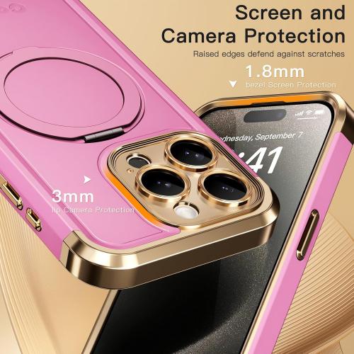 COOLQO for iPhone 14 Pro Max Case 6.7'' Upgraded 360° Spin Magnetic Stand